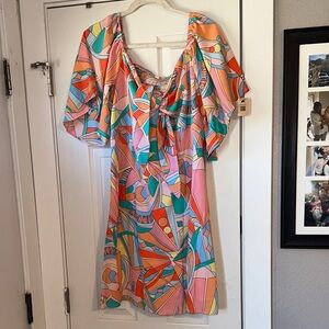 Colorful Geometric Retro 1960’s  Print Dress